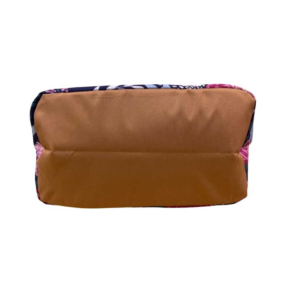 Fit + Fresh Women’s Navy Blue Floral Insulated Lunch Tote With Dual Tan Handles - Picture 8 of 11